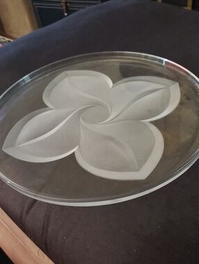 Etched Glass Floral Platter - Clear